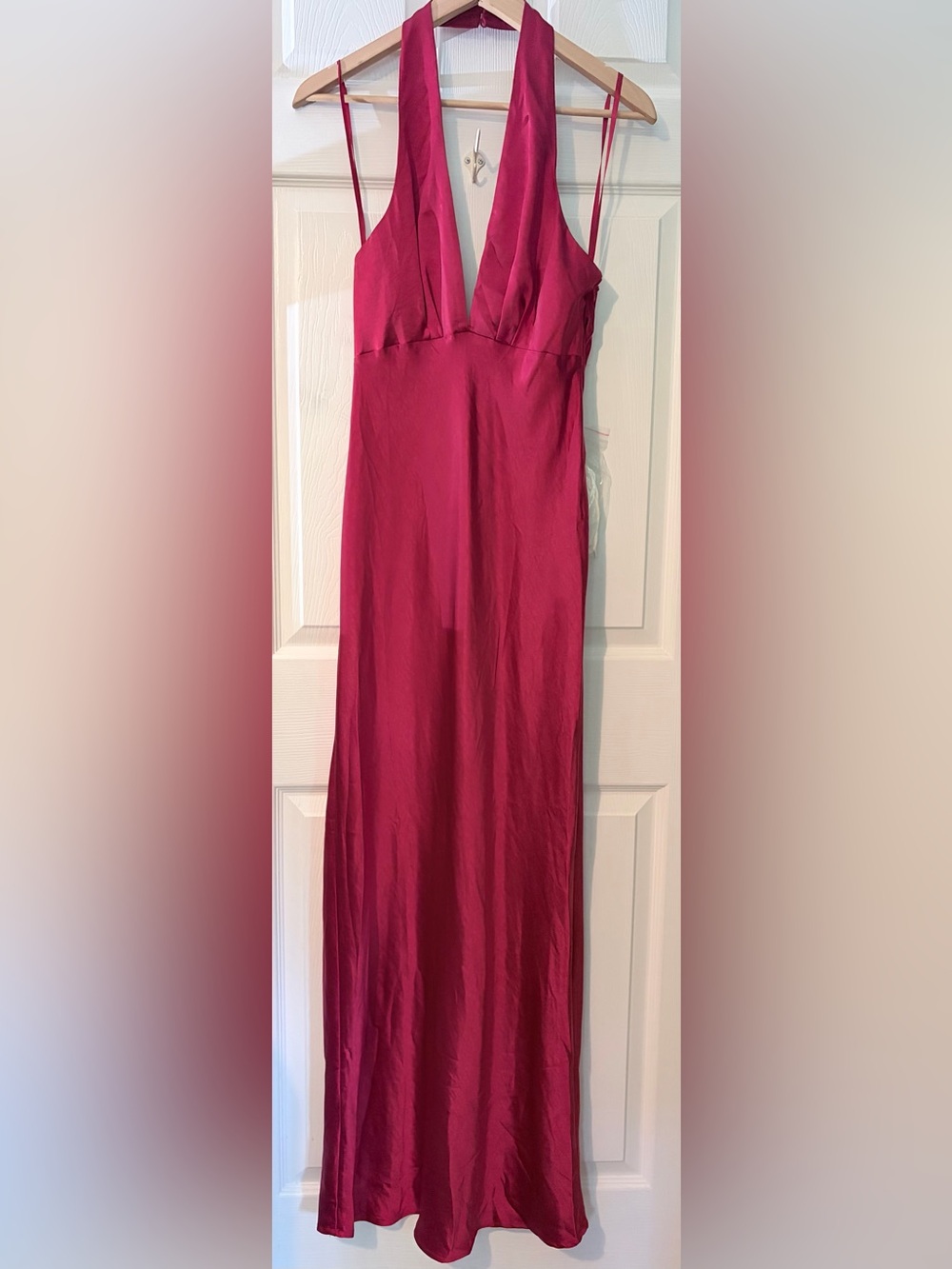 NWT Selfie Leslie Red Satin Maxi Dress size 8